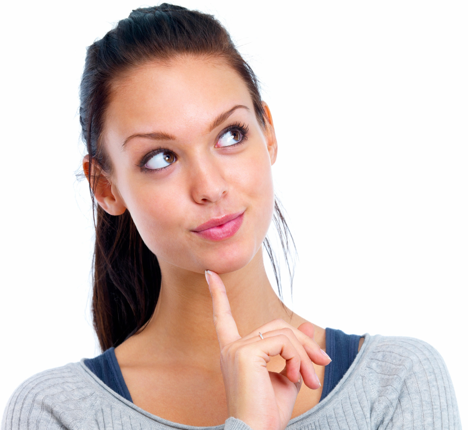 Pretty woman deep in thought with copyspace