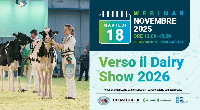 Webinar a Fieragricola martedì 18 novembre: “Verso il Dairy Show”