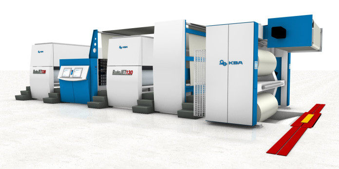 Presentata lo scorso anno da KBA, la nuova piattaforma RotaJET L è disponibi-le in cinque larghezze, da 895 a 1300 mm, e, grazie alle sue soluzioni tecniche, è particolarmente indicata anche per la stampa digitale dei quotidiani.