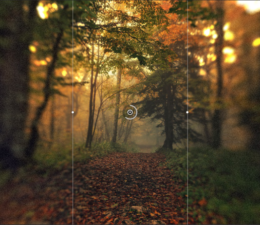 Cinque filtri per ottenere effetti combinati molto articolati Figura 4. Qui è visibile anche la struttura del filtro Scostamento inclinazione, con le linee tratteggiata/continua che delimitano l’area di intervento dell’effetto. Trascinando sulle linee si modifica l’intervallo, trascinando gli indicatori tondi si modifica l’angolo di rotazione.