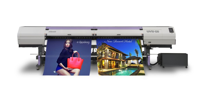 Mimaki UJV55-320 - doppia bobina UJV55-320 offre colori vivaci, un elevato grado di opacità per straordinarie insegne retroilluminate e segnaletica.