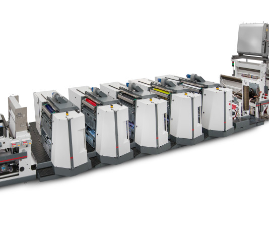 La XFlex X6 di Omet protagonista allo stand Landa Varyflex V2 Offset 850 con sistema di asciugamento Electron Beam.
