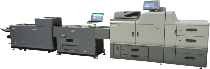 7110 DBM-350 inline Ricoh at GraphExpo 2015 I sistemi in linea saranno la novità Neopost a drupa: qui 350R Inline Bookletmaker.
