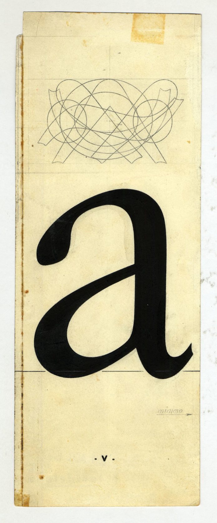 Un disegno originale del carattere Garamond di Simoncini. Non è un opera svolta dagli artisti che partecipano alla mostra. Si ringrazia il Museo del Patrimonio Industriale di Bologna, Fondo Simoncini.