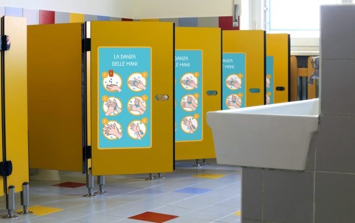 nursery bathrooms with yellow doors of cabins