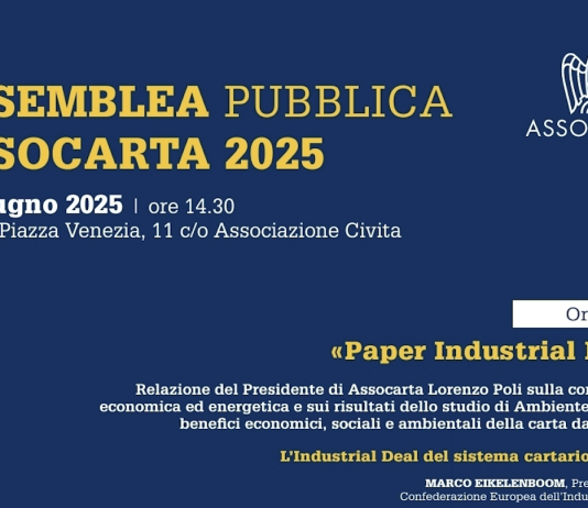 Assocarta: il 26 giugno a Roma l’Assemblea Pubblica “Paper Industrial Deal”