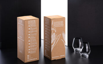 Mondi, stampa digitale bianca su carta kraft per Riedel Glas