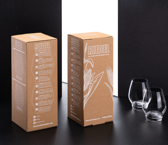 Mondi, stampa digitale bianca su carta kraft per Riedel Glas