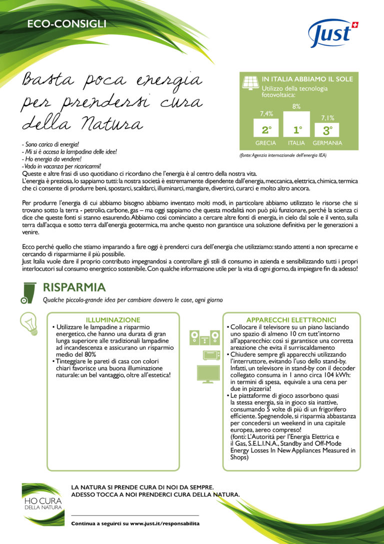 Just Italia e risparmio energetico