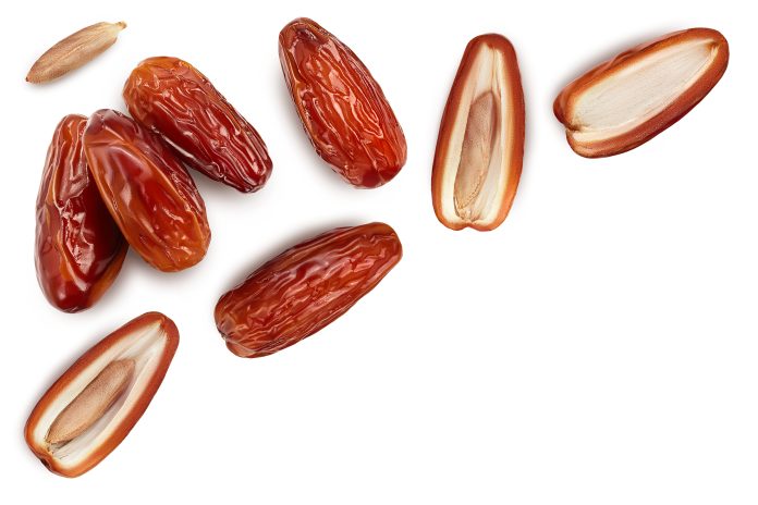 Dates,Isolated,On,White,Background,With,Clipping,Path.,Top,View.