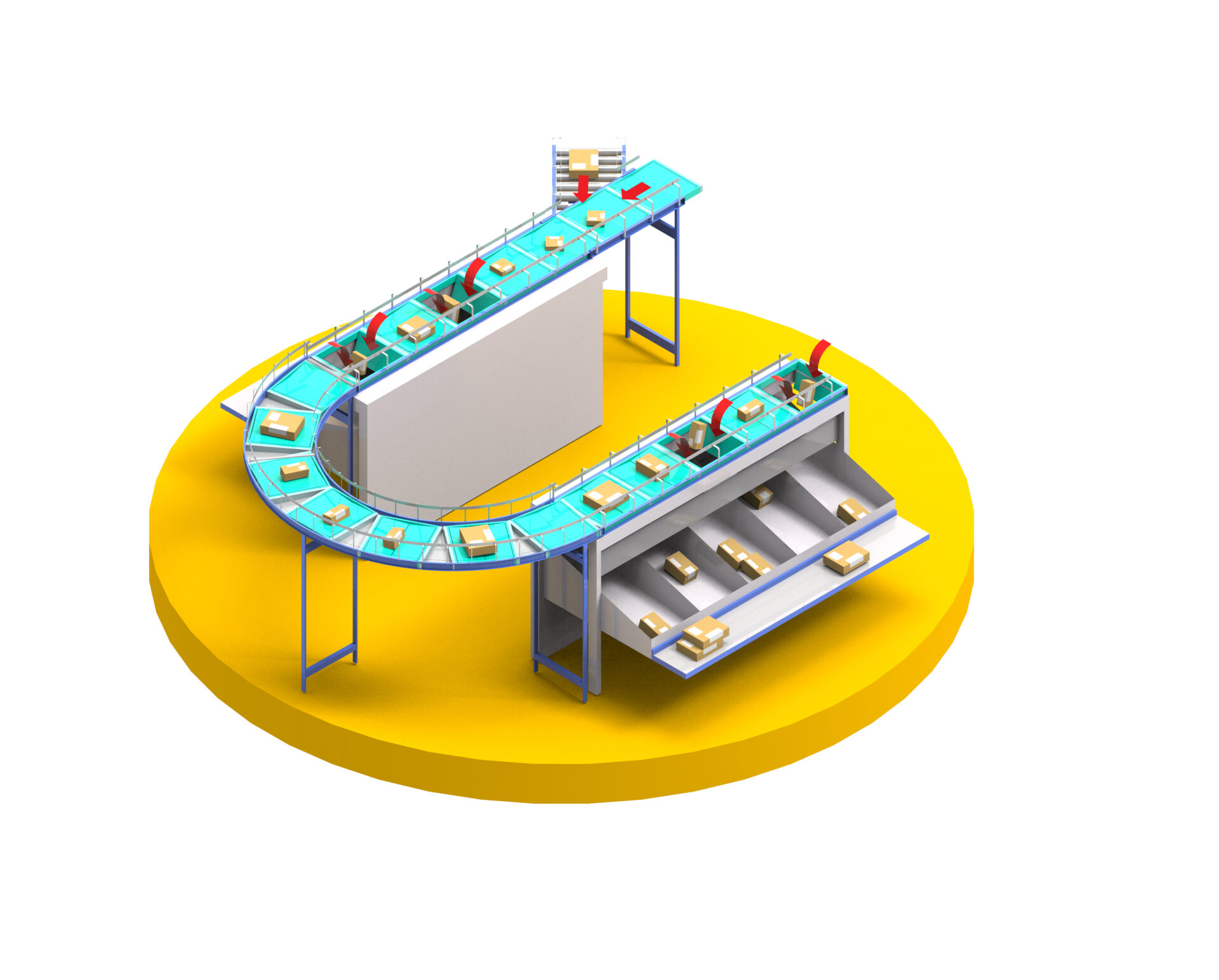 Le Tecnologie Sorter Bomb Bay Cross Belt Tilt Tray Shoe Sorter Le Tecnologie Sorter Bomb Bay Cross Belt Tilt Tray Shoe Sorter