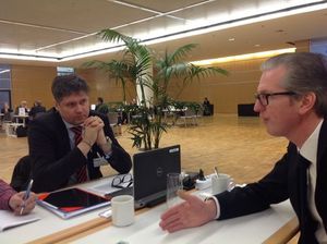 Uno dei tavoli Volvo al pre Bauma