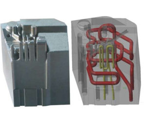 Figura 5: Inserto con due circuiti di raffreddamento..