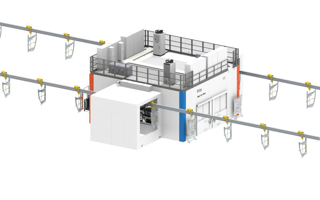 Giga Laser Next con sistema monorotaia e collegamento diretto dallo stampaggio all'assemblaggio