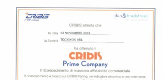 Tecninox ha ottenuto il riconoscimento di Prime Company