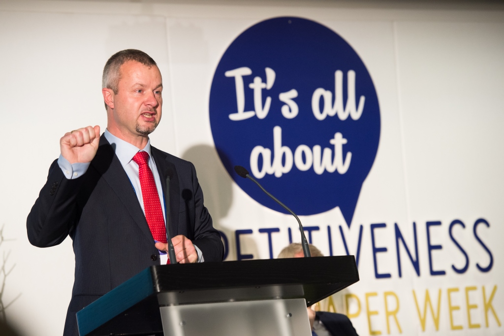 European pulp and paper industry concludes successful event Cepi Director General Marco Mensink welcoming the participants.