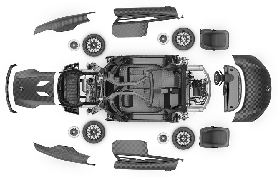 La Volkswagen XL1, un prototipo sviluppato con un’alta percentuale di compositi al carbonio (CFRP) dalla casa di Wolfsburg, è caratterizzata da molti componenti che potrebbero verosimilmente essere realizzati in CFRP (foto Volkswagen AG)