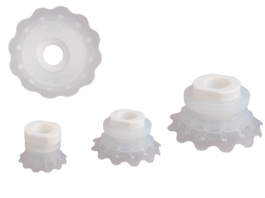 An extended range of flat vacuum cups