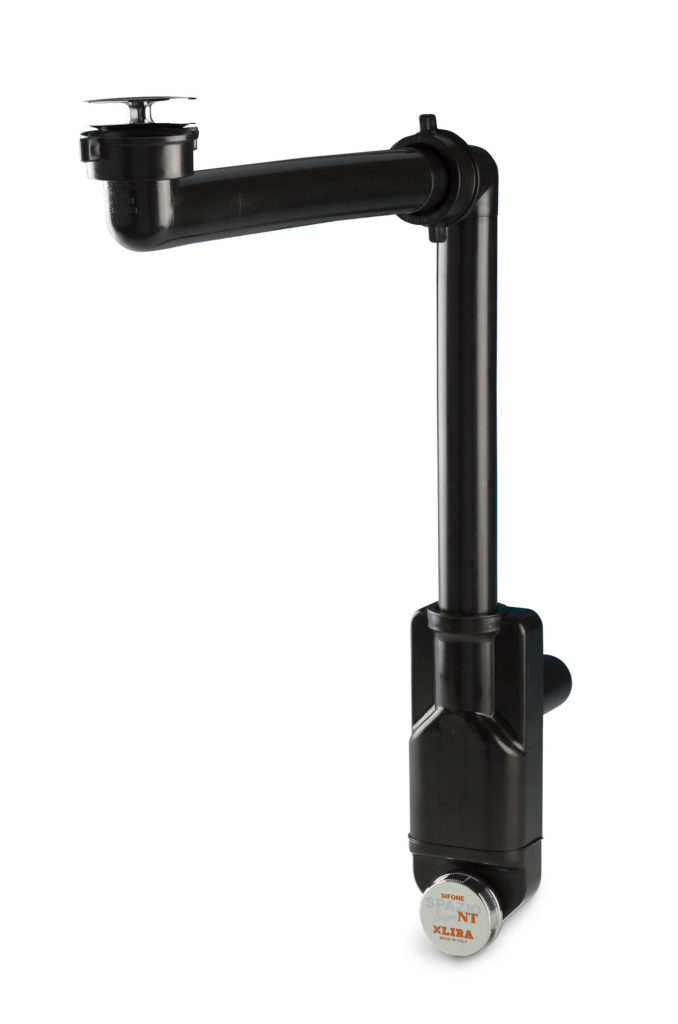 thumbnail image 2 of Lira A.8274.26 Sifone Spazio Bagno NT Sink Trap In Black - Space Saving Bathroom Drain 2 of 10