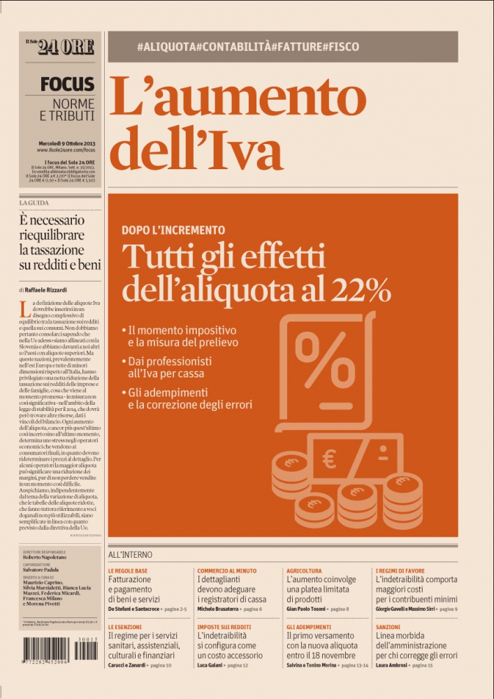 copertina supplemento Sole Iva 22%