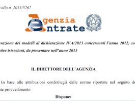 Approvati modelli e istruzioni per le dichiarazione Iva 2013