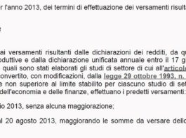 Riscossione contribuenti studi di settore. Differimento versamenti