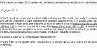Riscossione contribuenti studi di settore. Differimento versamenti