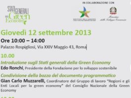 Green Economy. Il 12 settembre assemblea aperta con Regioni ed Enti