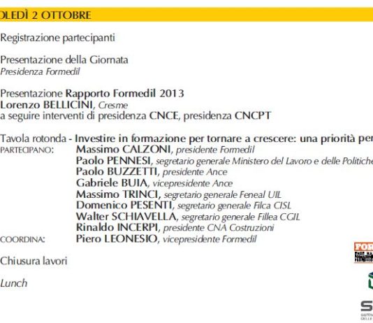 Andamento mercato e formazione. Presentazione Rapporto Formedil 2013