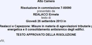 Risoluzione riqualificazione energetica Commissioni riunite. FINCO rileva