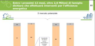 Interventi efficienza energetica, 2,6 milioni di famiglie intenzionate a farli