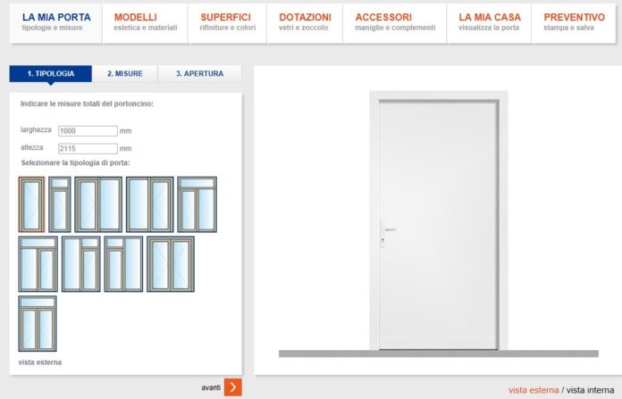 Nuovo configuratore porta FINSTRAL