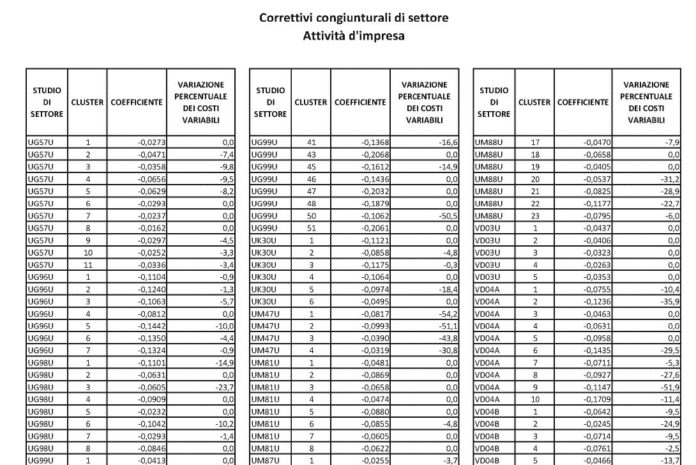 Correttivi studi settore