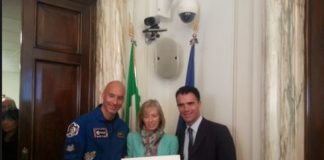 «2014. Italia Europa». Rondine stilizzata logo del semestre italiano di Presidenza UE