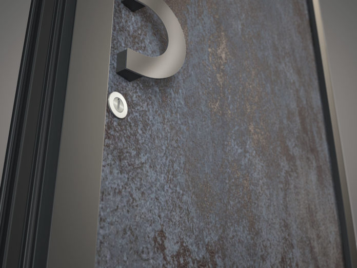 FINSTRAL_Portoncino FIN-Project in alluminio serie Ceramica_superficie Oxide Nero dettaglio