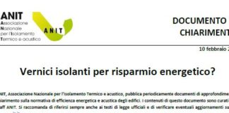 Documento verità ANIT sulle vernici per isolamento termico e risparmio energetico
