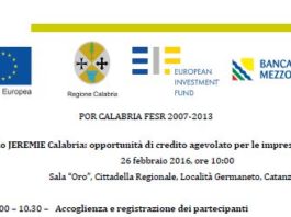 Fondo Jeremie Calabria: opportunità credito agevolato PMI. Seminario a Germaneto (CZ)