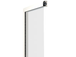 Zanzariera ad avvolgimento verticale in “pendant” con sistemi finestra e porta-finestra