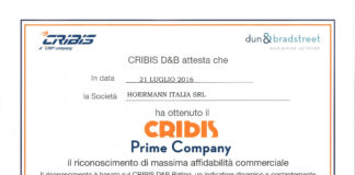 Affidabilità economico-commerciale: Hörmann Italia ottiene il Cribis Prime Company