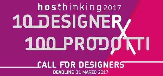 HOSThinking, avviato il concorso “10 Designer per 100 Prodotti”. Chiusura 31 marzo 2017