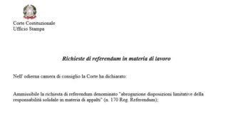 Abrogazione disposizioni limitative responsabilità solidale in materia di appalti. Si al referendum