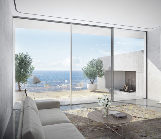 Nuovo scorrevole in alluminio a soglia 0-level progettato per scomparire nella muratura al 99%