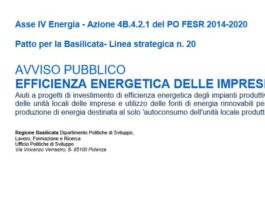 Regione Basilicata. Riaperti termini per partecipazione bando Efficienza Energetica Imprese
