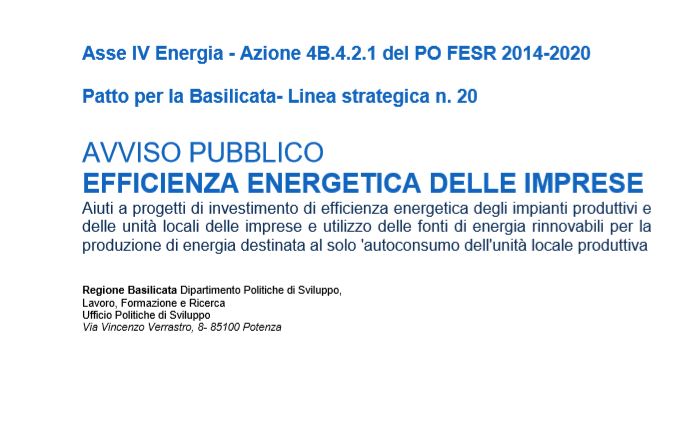 bando efficienza energetica Basilicata