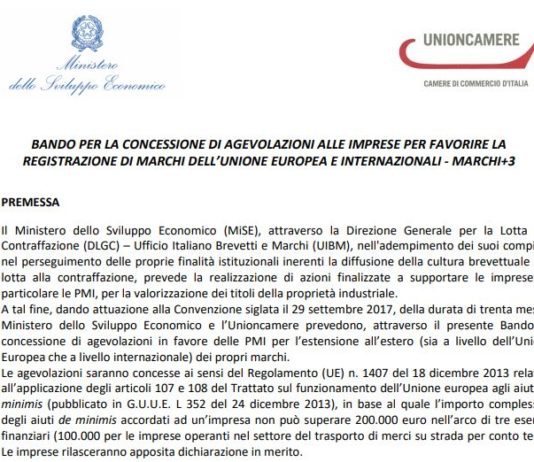 Aperto bando “Marchi+3” per agevolazione registrazione marchi a livello internazionale