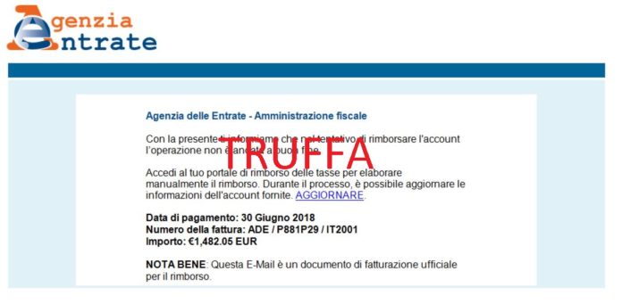 e mail truffa ade