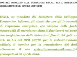 Ristrutturazione 2018 con “efficientamento”: prorogato al 1° aprile termine invio dati