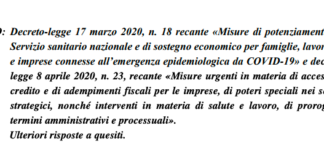 Decreti Liquidità e Cura Italia. Nuovi chiarimenti da AdE