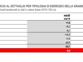 Crolla mercato dettaglio rivendita specializzata: – 55% a marzo