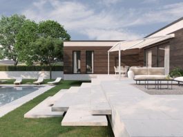 Hydra, tenda a pergola con telo avvolto dal design minimal